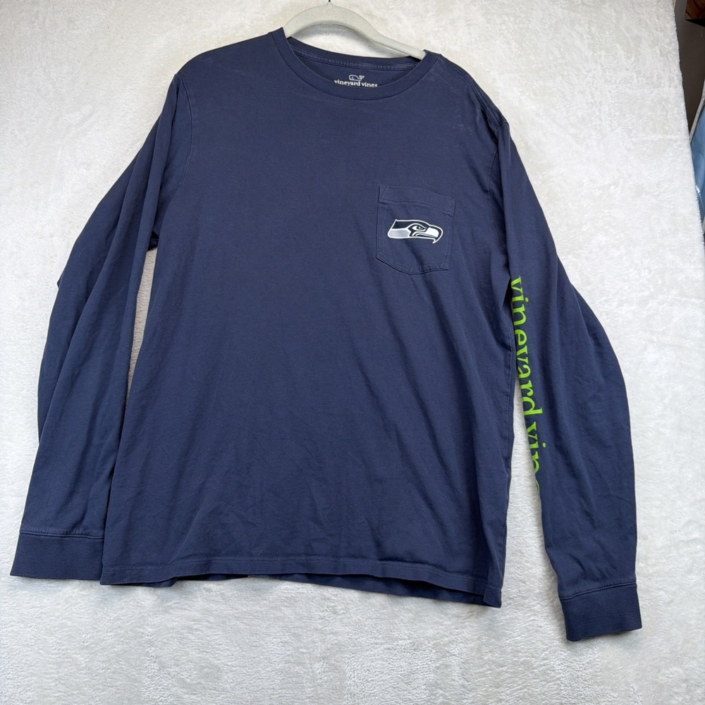 Seattle Seahawks Vineyard Vines Mens M Long Sleeve Pocket T Shirt NFL Football